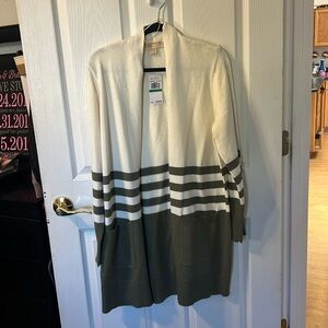 Micheal kors cream and green sweater